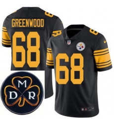 Men's Nike Pittsburgh Steelers #68 L.C. Greenwood Elite Black Rush NFL MDR Dan Rooney Patch Jersey