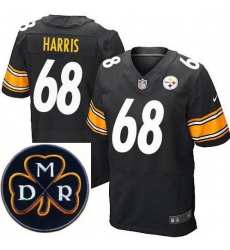 Men's Nike Pittsburgh Steelers #68 Ryan Harris Elite Black NFL MDR Dan Rooney Patch Jersey