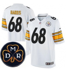 Men's Nike Pittsburgh Steelers #68 Ryan Harris Elite White NFL MDR Dan Rooney Patch Jersey