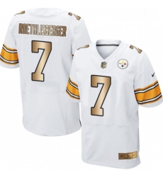 Mens Nike Pittsburgh Steelers 7 Ben Roethlisberger Elite WhiteGold NFL Jersey