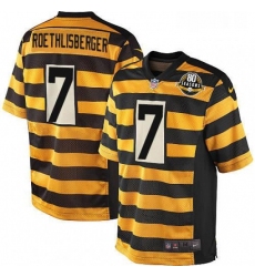Mens Nike Pittsburgh Steelers 7 Ben Roethlisberger Elite YellowBlack Alternate 80TH Anniversary Throwback NFL Jersey