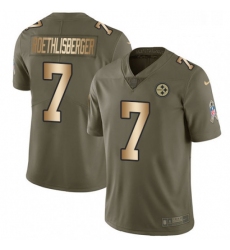 Mens Nike Pittsburgh Steelers 7 Ben Roethlisberger Limited OliveGold 2017 Salute to Service NFL Jersey