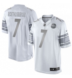 Mens Nike Pittsburgh Steelers 7 Ben Roethlisberger Limited White Platinum NFL Jersey