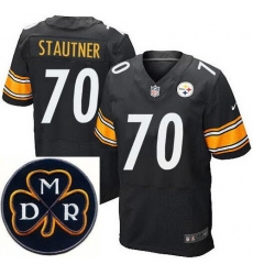 Men's Nike Pittsburgh Steelers #70 Ernie Stautner Elite Black NFL MDR Dan Rooney Patch Jersey