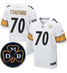 Men's Nike Pittsburgh Steelers #70 Ernie Stautner Elite White NFL MDR Dan Rooney Patch Jersey