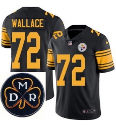 Men's Nike Pittsburgh Steelers #72 Cody Wallace Elite Black Rush NFL MDR Dan Rooney Patch Jersey