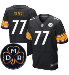 Men's Nike Pittsburgh Steelers #77 Marcus Gilbert Elite Black NFL MDR Dan Rooney Patch Jersey