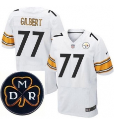 Men's Nike Pittsburgh Steelers #77 Marcus Gilbert Elite White NFL MDR Dan Rooney Patch Jersey