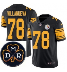 Men's Nike Pittsburgh Steelers #78 Alejandro Villanueva Elite Black Rush NFL MDR Dan Rooney Patch Jersey