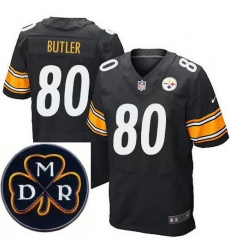 Men's Nike Pittsburgh Steelers #80 Jack Butler Elite Black NFL MDR Dan Rooney Patch Jersey