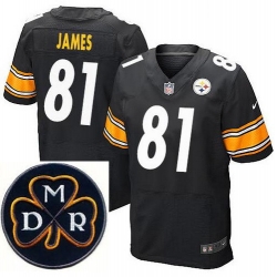Men's Nike Pittsburgh Steelers #81 Jesse James Elite Black NFL MDR Dan Rooney Patch Jersey