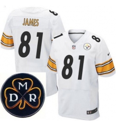 Men's Nike Pittsburgh Steelers #81 Jesse James Elite White NFL MDR Dan Rooney Patch Jersey