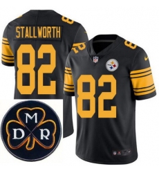 Men's Nike Pittsburgh Steelers #82 John Stallworth Elite Black Rush NFL MDR Dan Rooney Patch Jersey
