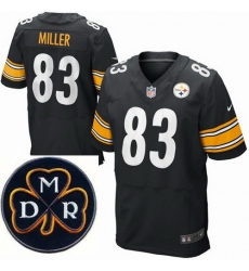 Men's Nike Pittsburgh Steelers #83 Heath Miller Black Stitched NFL Elite MDR Dan Rooney Patch Jersey