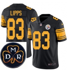 Men's Nike Pittsburgh Steelers #83 Louis Lipps Elite Black Rush NFL MDR Dan Rooney Patch Jersey
