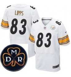 Men's Nike Pittsburgh Steelers #83 Louis Lipps Elite White NFL MDR Dan Rooney Patch Jersey