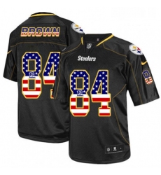 Mens Nike Pittsburgh Steelers 84 Antonio Brown Elite Black USA Flag Fashion NFL Jersey