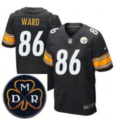 Men's Nike Pittsburgh Steelers #86 Hines Ward Elite Black NFL MDR Dan Rooney Patch Jersey