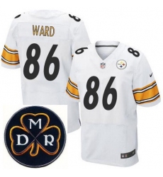 Men's Nike Pittsburgh Steelers #86 Hines Ward Elite White NFL MDR Dan Rooney Patch Jersey