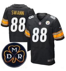 Men's Nike Pittsburgh Steelers #88 Lynn Swann Elite Black NFL MDR Dan Rooney Patch Jersey