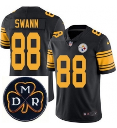 Men's Nike Pittsburgh Steelers #88 Lynn Swann Elite Black Rush NFL MDR Dan Rooney Patch Jersey