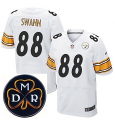 Men's Nike Pittsburgh Steelers #88 Lynn Swann Elite White NFL MDR Dan Rooney Patch Jersey