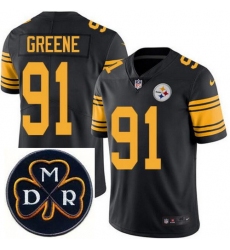 Men's Nike Pittsburgh Steelers #91 Kevin Greene Elite Black Rush NFL MDR Dan Rooney Patch Jersey