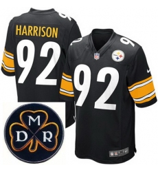 Men's Nike Pittsburgh Steelers #92 James Harrison Black MDR Dan Rooney Patch Jerseys