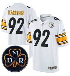 Men's Nike Pittsburgh Steelers #92 James Harrison White MDR Dan Rooney Patch Jerseys