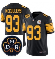 Men's Nike Pittsburgh Steelers #93 Dan McCullers Elite Black Rush NFL MDR Dan Rooney Patch Jersey