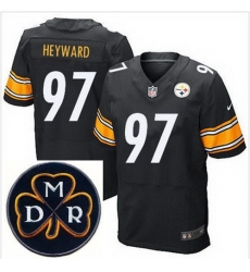 Men's Nike Pittsburgh Steelers #97 Cameron Heyward Black Team Color Stitched NFL Elite MDR Dan Rooney Patch Jersey