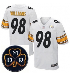 Men's Nike Pittsburgh Steelers #98 Vince Williams Elite White Rush NFL MDR Dan Rooney Patch Jersey