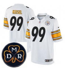 Men's Nike Pittsburgh Steelers #99 Brett Keisel White Elite MDR Dan Rooney Patch Jerseys