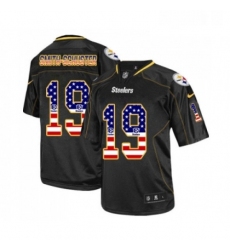 Mens Pittsburgh Steelers 19 JuJu Smith Schuster Elite Black USA Flag Fashion Football Jersey