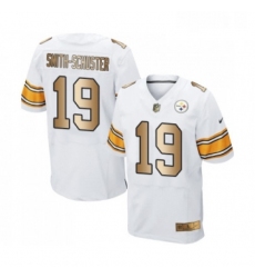 Mens Pittsburgh Steelers 19 JuJu Smith Schuster Elite White Gold Football Jersey