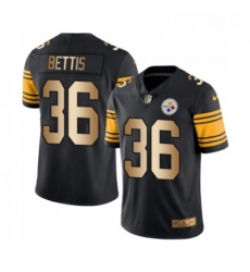 Mens Pittsburgh Steelers 36 Jerome Bettis Limited Black Gold Rush Vapor Untouchable Football Jersey