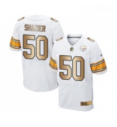 Mens Pittsburgh Steelers 50 Ryan Shazier Elite White Gold Football Jersey