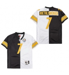 Men's Pittsburgh Steelers Ben Roethlisberger #7 Gold Black Split Stitched NFL Football Jersey