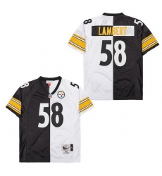 Men's Pittsburgh Steelers Jack Lambert #58 White Black Split Stitched NFL Football Jersey