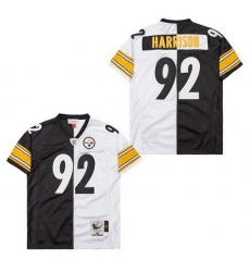 Men's Pittsburgh Steelers James Harrison #92 White Black Split Stitched NFL Football Jersey