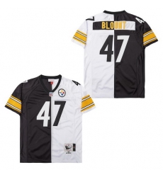 Men's Pittsburgh Steelers Mel Blount #47 White Black Split Stitched NFL Football Jersey