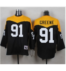 Mitchell And Ness 1967 Pittsburgh Steelers 91 Kevin Greene Black Yelllow Throwback Men 27s Stitched