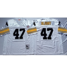 Mitchell And Ness Steelers #47 Mel Blount white Throwback Stitched NFL Jersey
