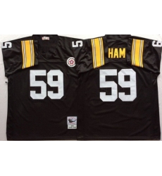 Mitchell And Ness Steelers #59 Ham Black Throwback Stitched NFL Jersey