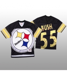 NFL Pittsburgh Steelers 55 Devin Bush Black Men Mitchell  26 Nell Big Face Fashion Limited NFL Jersey
