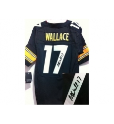 Nike Pittsburgh Steelers 17 Mike Wallace Black Elite Signed NFL Jersey