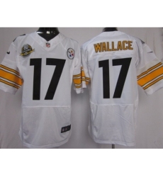 Nike Pittsburgh Steelers 17 Mike Wallace White Elite W 80 Anniversary Patch NFL Jersey