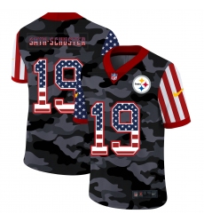 Nike Pittsburgh Steelers 19 JuJu Smith Schuster Camo 2020 USA Flag Salute To Service Limited Jersey