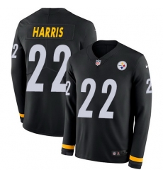 Nike Pittsburgh Steelers 22 Najee Harris Black Team Color Men Stitched NFL Limited Therma Long Sleeve Jersey