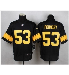 Nike Pittsburgh Steelers #53 Maurkice Pouncey Black(Gold No.) Mens Stitched NFL Elite Jersey